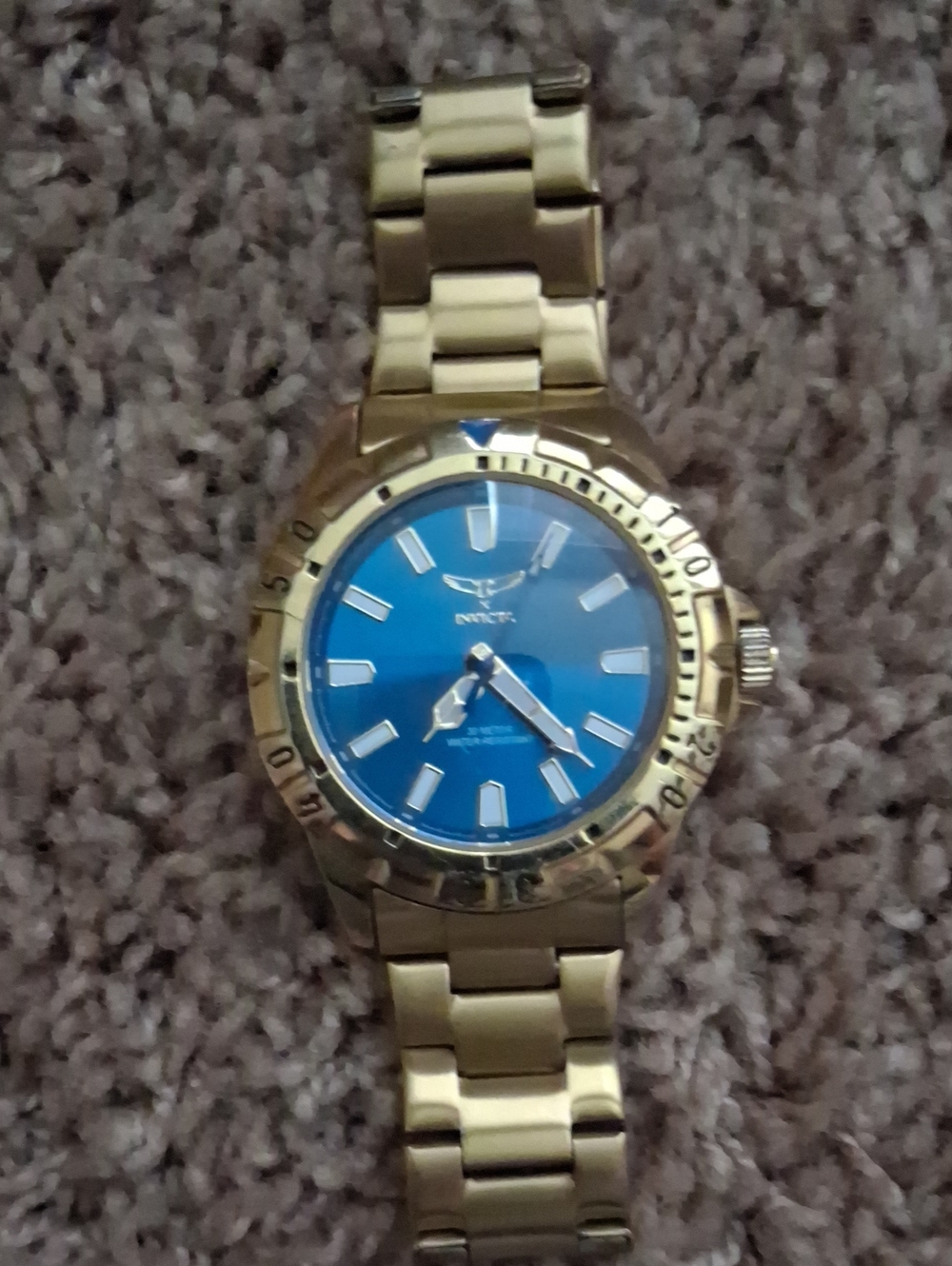 Invicta Gold Tone Men's Watch with Blue Dial